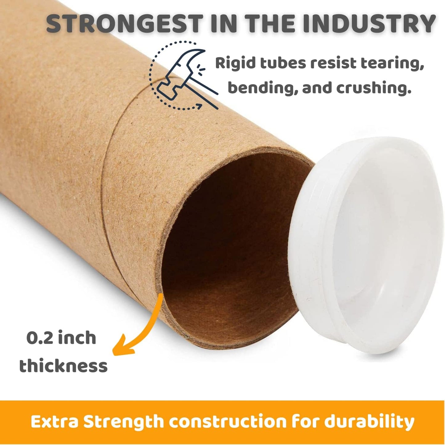 Mailing Tubes with Plastic Caps Shipping Cardboard Blueprints Artwork Poster Kraft Extra Heavy-Duty Thickness Posters, Art Prints Multipurpose Documents Storing (1 Pack) 2x18 inch
