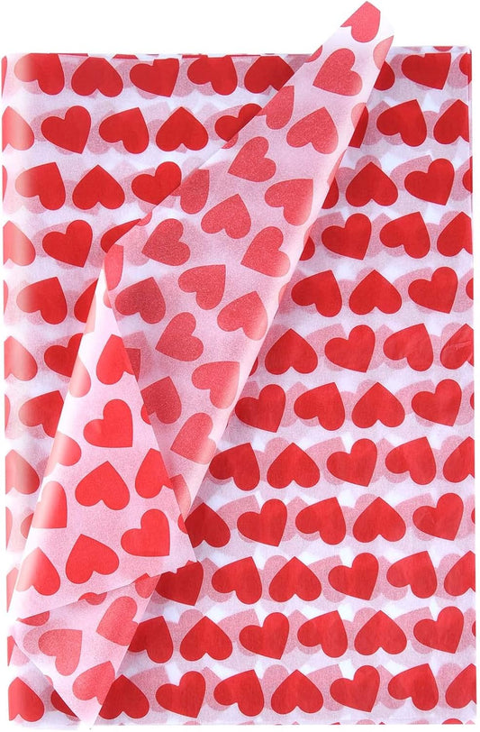 Tissue Paper for Packaging 60 Sheets Gift Wrapping Tissue Paper Heart Design Art Paper for Crafts Valentine's Day Wedding Party DIY Decor