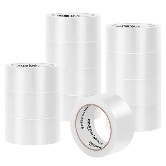 Strong Adhesive Packaging Tape for Shipping, Moving and Storage, Clear, 1.88" x 54.6 yds, 12-pack, Translucence