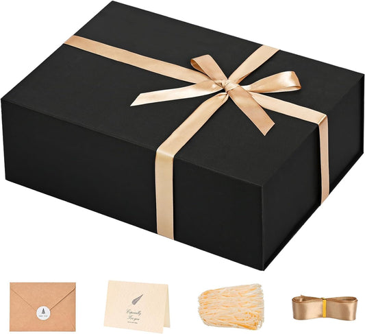 Gift Box 13 x 10 x 5 inch Large Gift Boxes with Magnetic Lids for Valentine's Day Gifts Box Contains Card, Ribbon, Shredded Paper Filler Birthday Gift Packging (1 Pcs)
