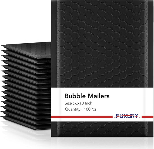 Bubble Mailers 6x10" 100 Pack Black Padded Envelopes Usable Size 6x9"