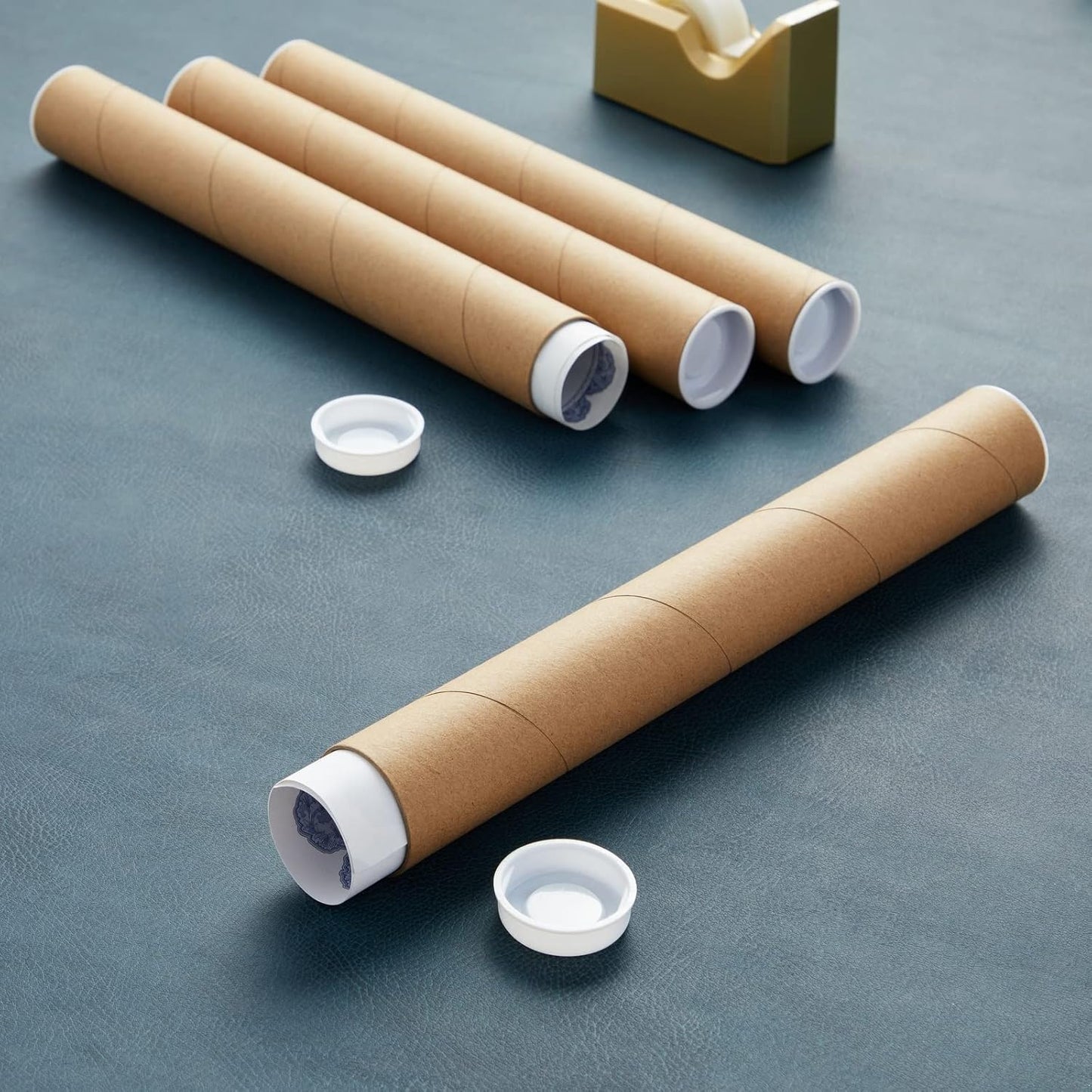 12-Pack Mailing Tubes with Caps, 1.5x12-Inch Kraft Paper Poster Tube for Shipping, Packing, Bulk Round Packaging, Cardboard Mailers, Art Prints, Maps, Blueprint (Brown)