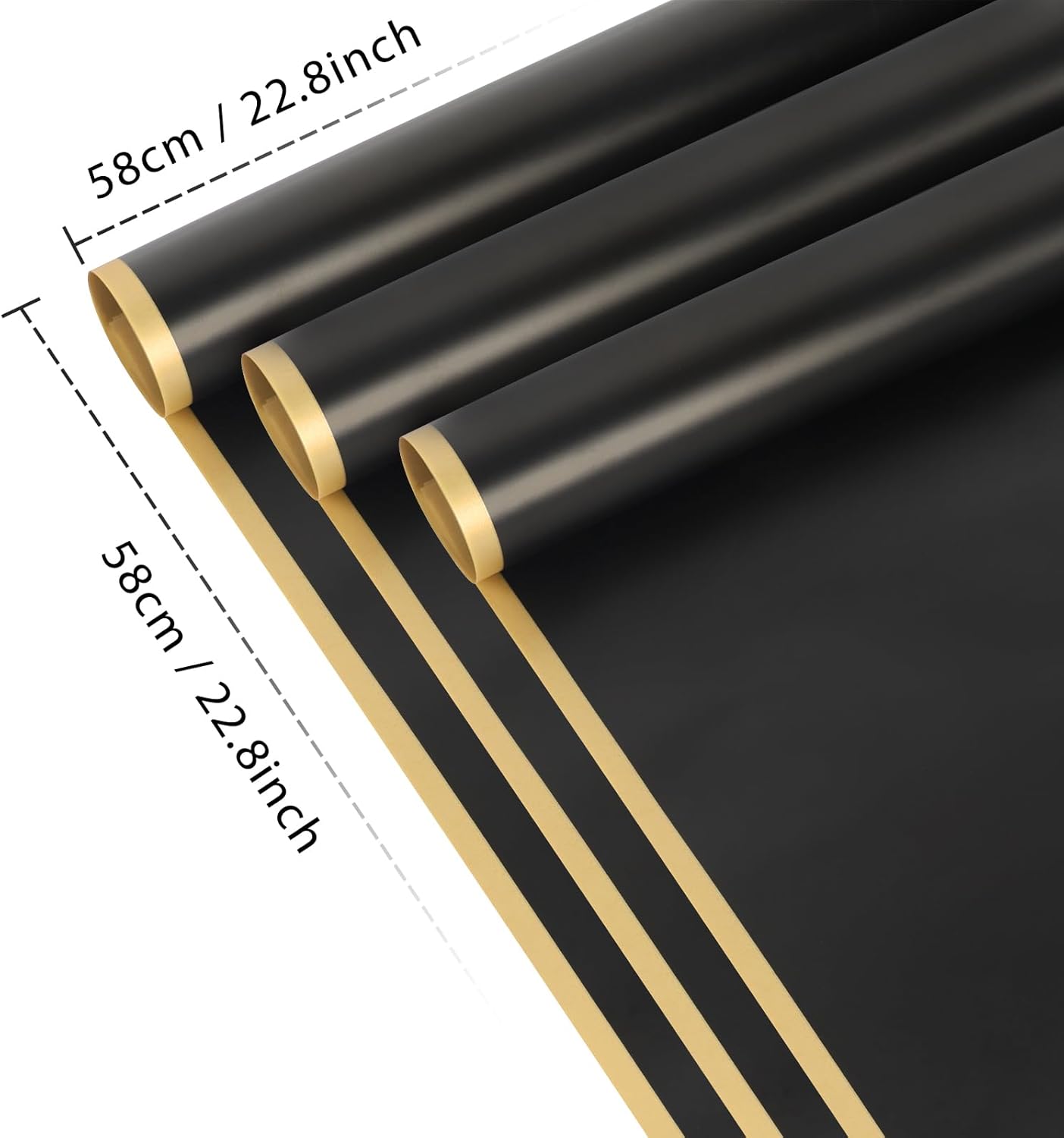 20 Sheets Flower Wrapping Paper - Waterproof Floral Bouquet Wrapping Paper, Florist Supplies Packaging Paper for Wedding Birthday Gift DIY (Black)